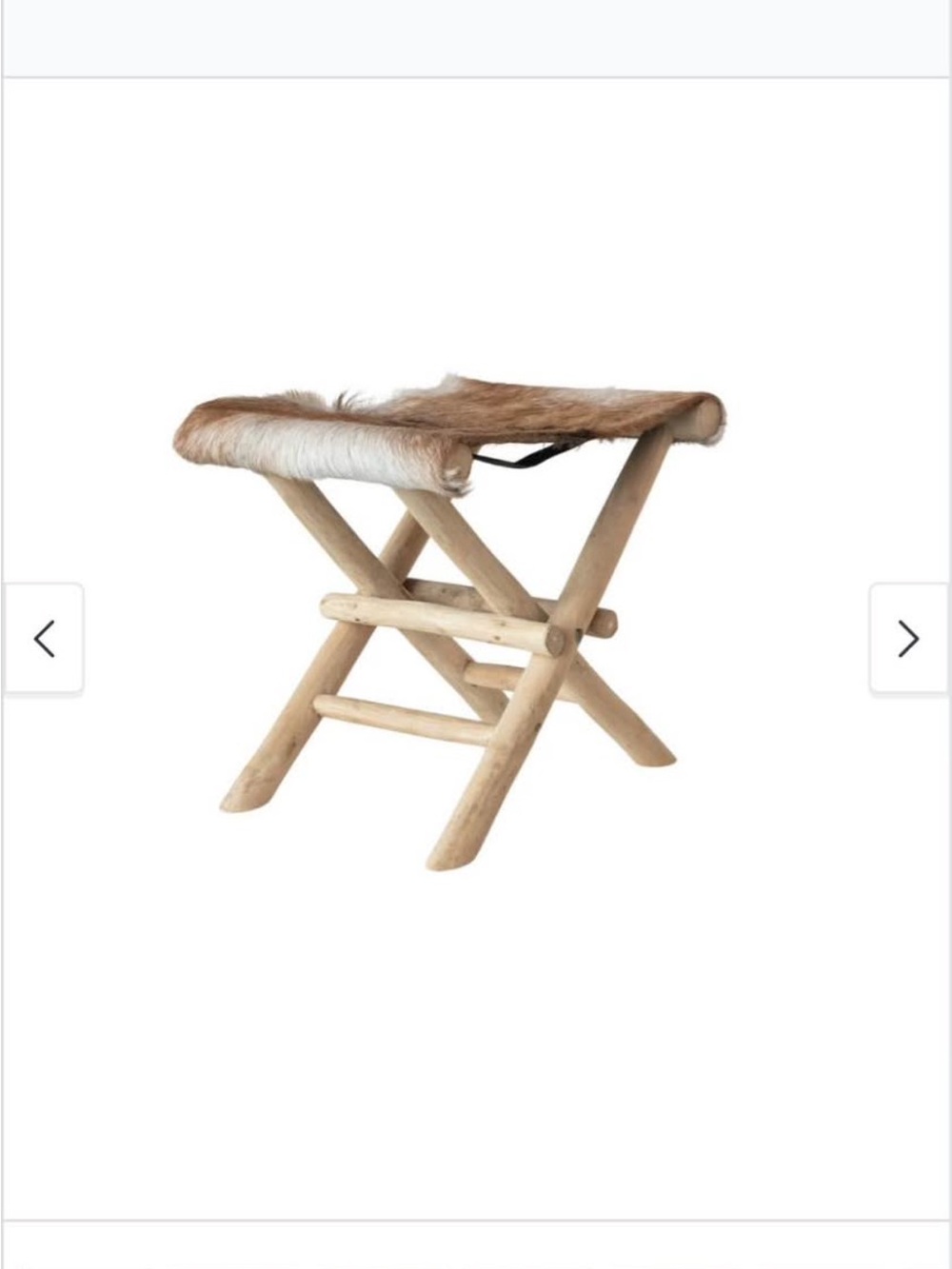 Teakwood and Cowhide Folding Stool Set, western decorative chairs.